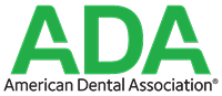 American Dental Association logo in green with registered trademark symbol.