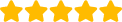 Five gold stars in a row representing a five-star customer rating for ABQ Orthodontics.